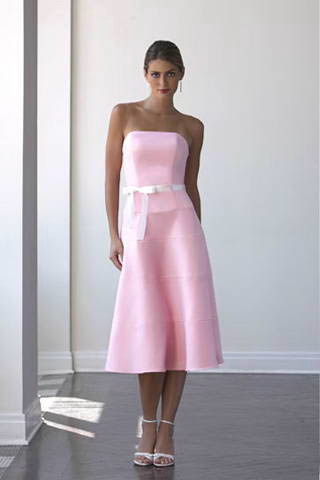 strapless a-line tea length dress (mj069)