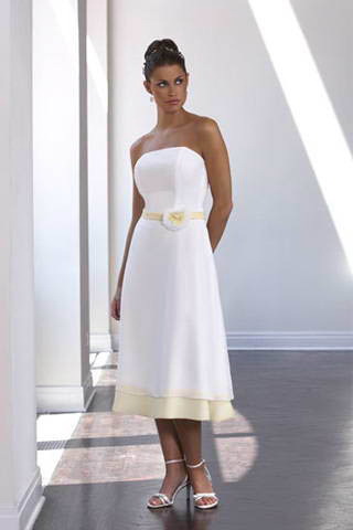 Strapless A-Line Tea Length Chiffon Bridesmaid Dresses (KB0158)