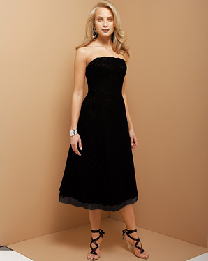 Strapless A-line Tea length Chiffon Bridesmaid Dresses (cf0096)