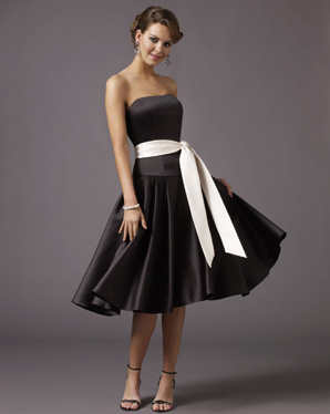 Strapless flared Satin Bridesmaid Dresses (cf0081)