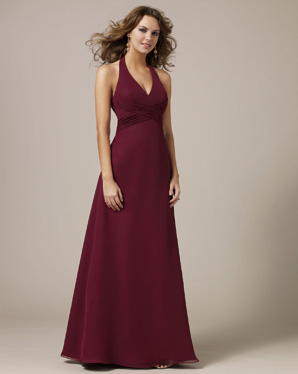 V-shaped Halter Empire Chiffon Bridesmaid Dresses (KB0624)