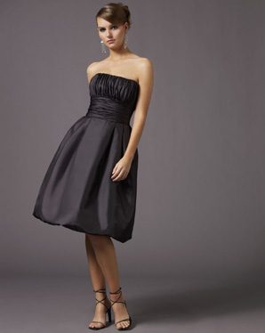 vertical shirring strapless dress (mj088)