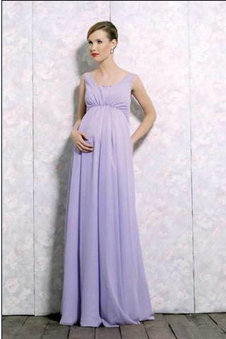 Sleeveless Empire V-neck Chiffon Maternity Bridesmaids (KM0007)