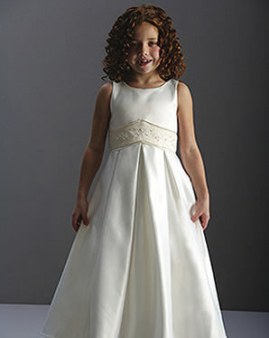 Empire Sleeveless A-Line Satin Flower Girl Dresses (KF0085 )