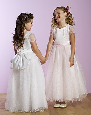 Sleeveless Shirred Tulle Flower Girl Dresses (KF0107 )