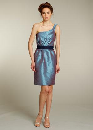 Short Bridesmaid Dresses Taffeta One Shoulder with Ribbon