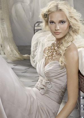 Long Bridesmaid Dresses Chiffon Flower Sweetheart