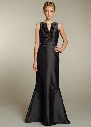 Black Bridesmaid Dresses Long Taffeta High Neckline
