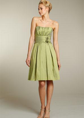 Pear Bridesmaid Dress Short Taffeta Strapless with Flowers