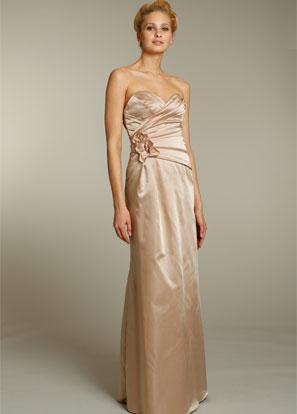 Champagne Bridesmaid Dress Long Chiffon Flower Sweetheart