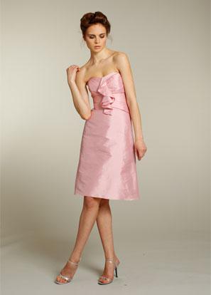 Pink Bridesmaid Dresses Short Taffeta Ruffles