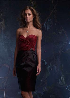 Scarlet/Black Bridesmaid Dress Short Taffeta Brooch Sweetheart