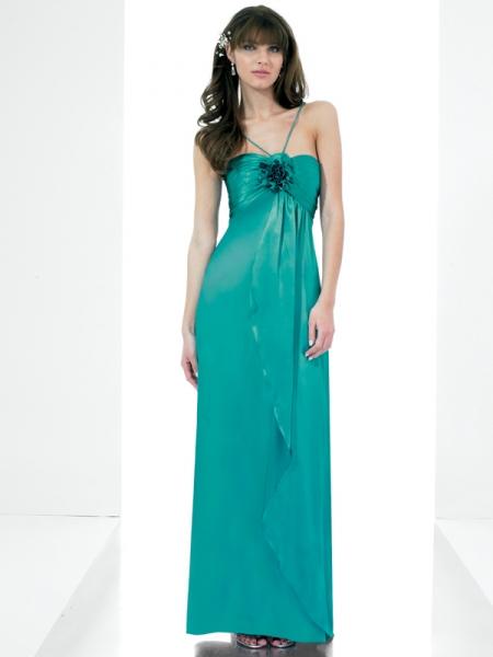 Turquoise Bridesmaid Dresses Full Length Chiffon A line With Flower Turquoise Bridesmaid Dresses Full Length Chiffon A line With Flower