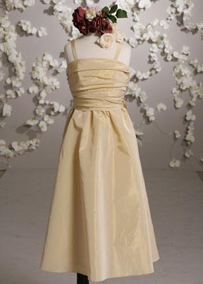 Square Tea length matte taffeta Junior Bridesmaid Dress