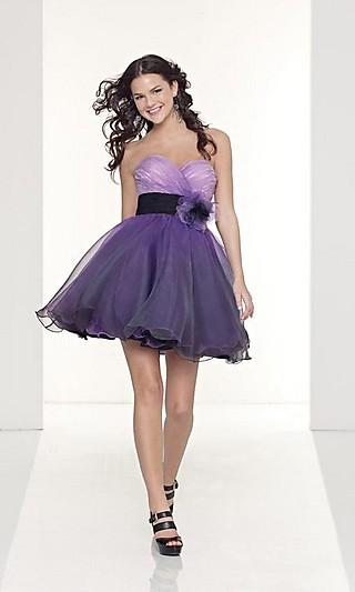 Sweetheart Strapless Flower Organza Cocktail Dress