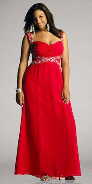 Cerise/Green Celebrity Inspired A line Plus Size Evening Dress