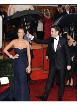 Navy Elegant Sweetheart Simple Long Taffeta Evening Dresses