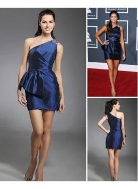 Short Royal Ruffles Beading Taffeta Evening Dresses