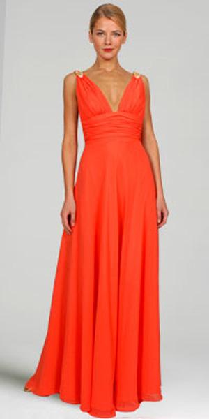 Orange Celebrity Inspired A line Formal Evening Dress