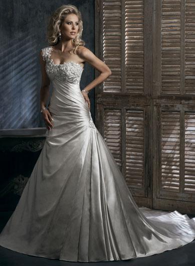 Pearl Elegant One shoulder A-line Silhouette Corset Wedding Dress (BOTS0726) Pearl Elegant One shoulder A-line Silhouette Corset Wedding Dress (BOTS0726)