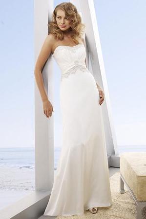 Column Strapless Brush Chiffon Bridal Gown