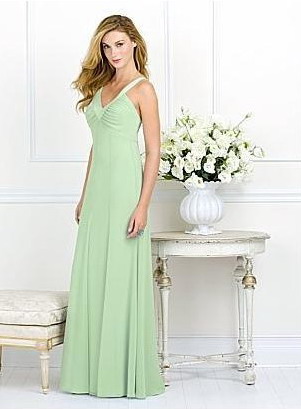 A-Line V-neck Floor-Length Chiffon Evening Dress