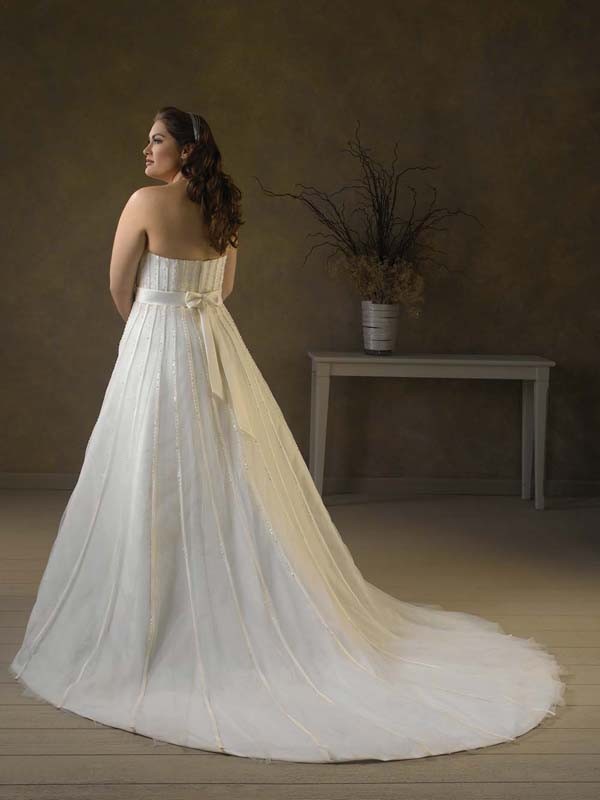 Elegant Floor Length A Line Strapless Zipper Sweep/Brush Train With Sash Wedding Dresses