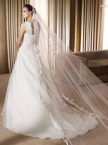 Exquisite Floor Length A-Line One Shoulder Lace Up Sweep/Brush Train With Lace Wedding Dresses
