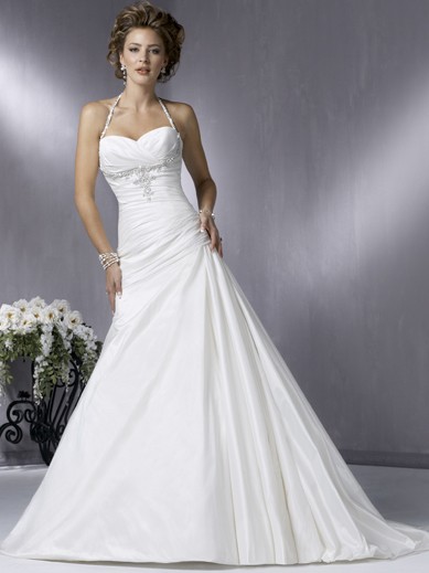 Fantastic Floor Length A-Line Halter Lace Up Sweep/Brush Train With Beads Wedding Dresses Fantastic Floor Length A-Line Halter Lace Up Sweep/Brush Train With Beads Wedding Dresses