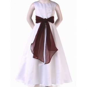 White Satin Jeweled A-line Dress