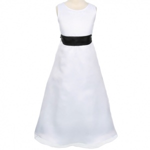 White Satin and Organza A-line