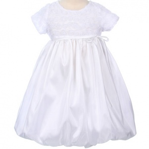 White Rosey Bodice Taffeta Dress