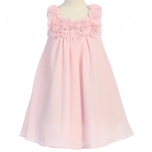 Pink Flower Chiffon Babydoll Dress