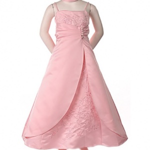Pink Satin Embroidered Gown