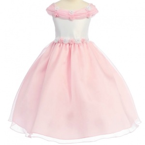 Pink Organza Rossette Princess Dress