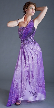 One Shoulder Couture Evening Dress