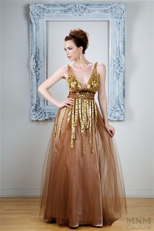 V-neckline Tulle Evening Dress By MNM Couture