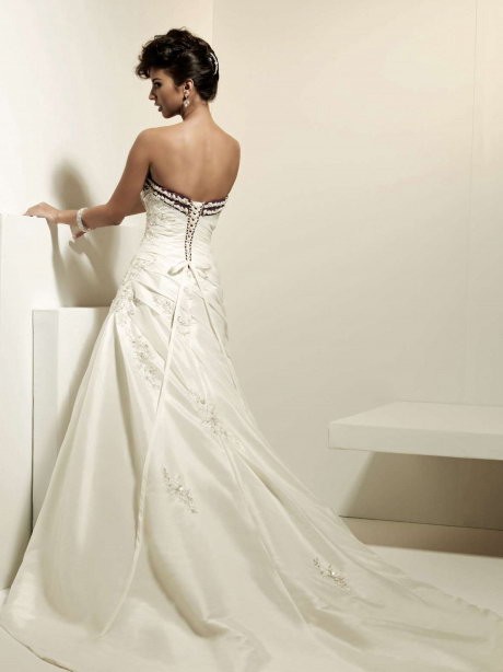 Gorgeous Floor Length A-Line Sweetheart Low Back Sweep Train With Embroidery,Bandage Wedding Dresses WDresses00844