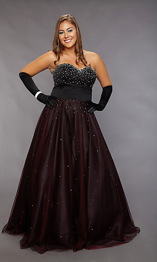 Strapless Black Plus Prom Dress