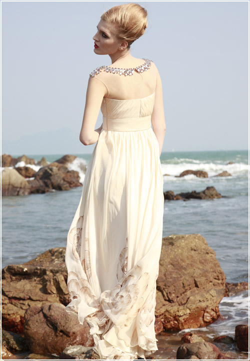 Beige Conniefox Designer Dress