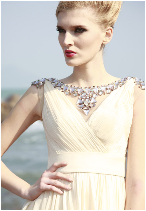 Beige Conniefox Designer Dress