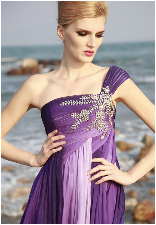 Violet and Lavender Chiffon Quinceanera Dress