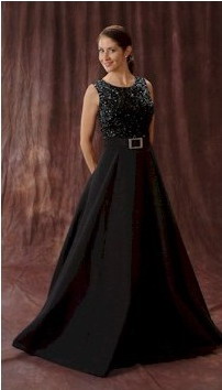 Beaded floor length mother of bridesmaid dress