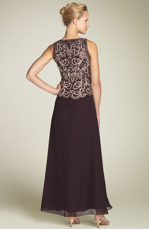 Beaded Mock Two Piece Dress (Petite)