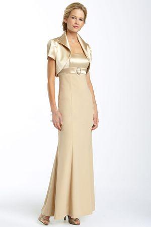 Elegant Satin & Crepe Sheath Mother of the Bride with Bolero