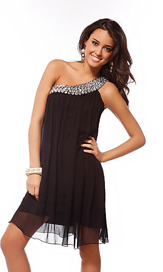 One Shoulder Black Dress