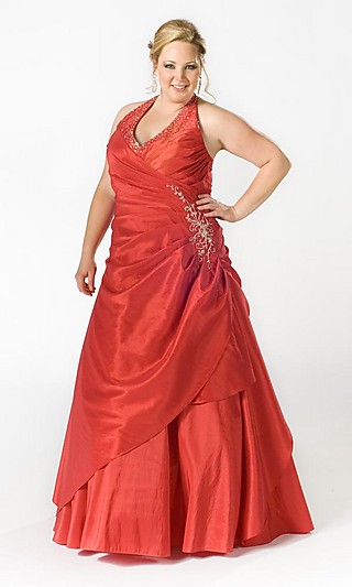 Halter Top Plus Size Ball Gown