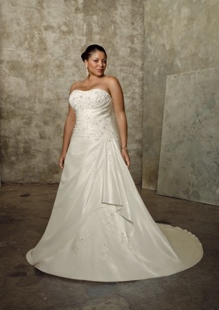 Discount Graceful Strapless A-line Floor length Appliques beadings working Wedding dress