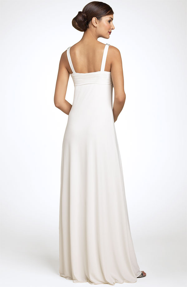 JS Boutique Beaded Crisscross Matte Jersey Gown