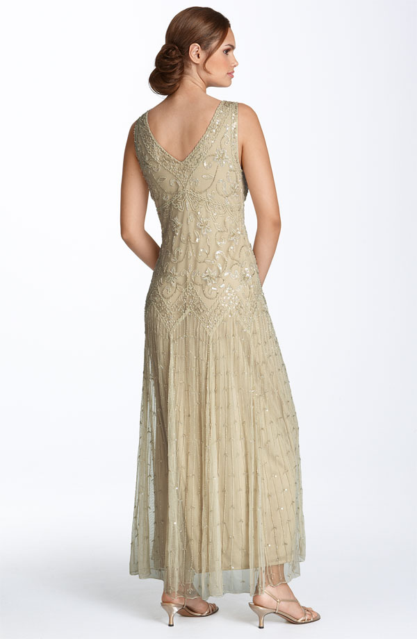 Pisarro Nights Beaded Mesh Gown